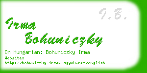 irma bohuniczky business card